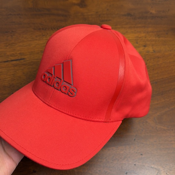 Adidas TaylorMade Hat red FlexFit Delta Adult Mens solid red Adidas Cap Hat L/XL - Picture 2 of 13